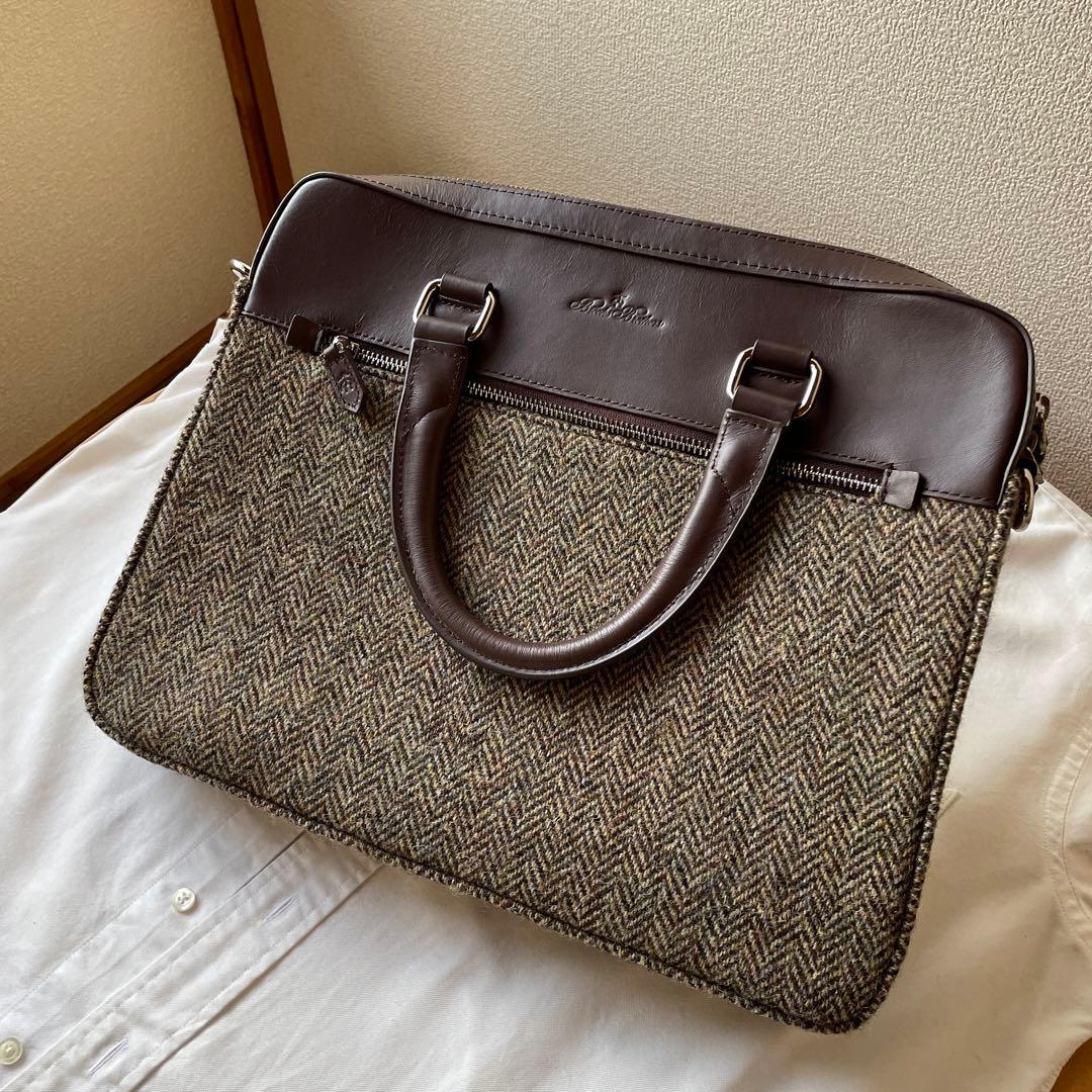 新品　Brooks Brothers ブリーフケース　ツイード　レザー