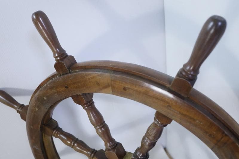 ◆船舵　船舵輪　ヨット　舵　インテリア　アンティーク　木製　大型