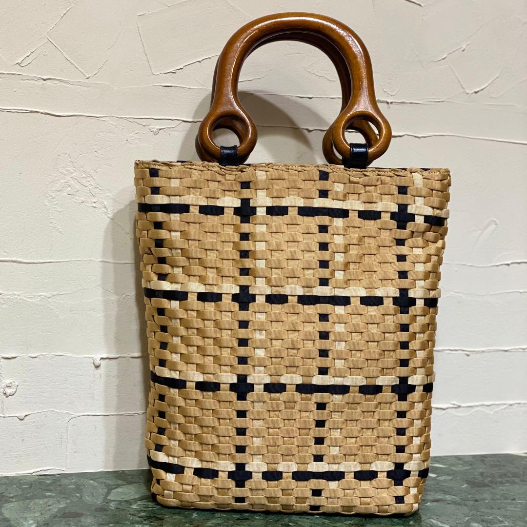 激レア Salvatore Ferragamo ハンドバッグ ウッドハンドル