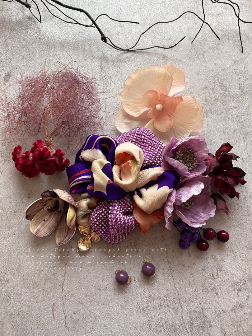 七五三　七五三髪飾り　ヘッドドレス　着物髪飾り　リメイク髪飾り　035