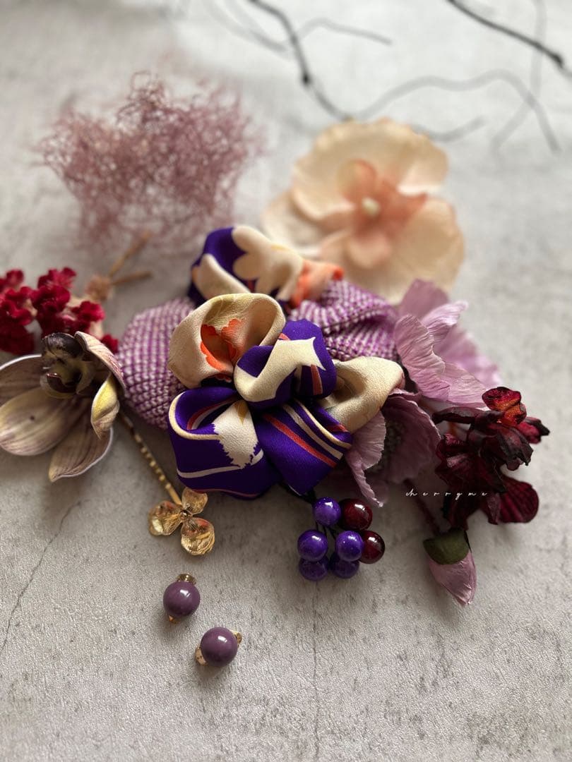 七五三　七五三髪飾り　ヘッドドレス　着物髪飾り　リメイク髪飾り　035