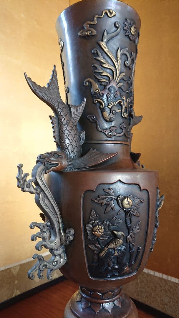 花器 蝋型 青銅製 47cm