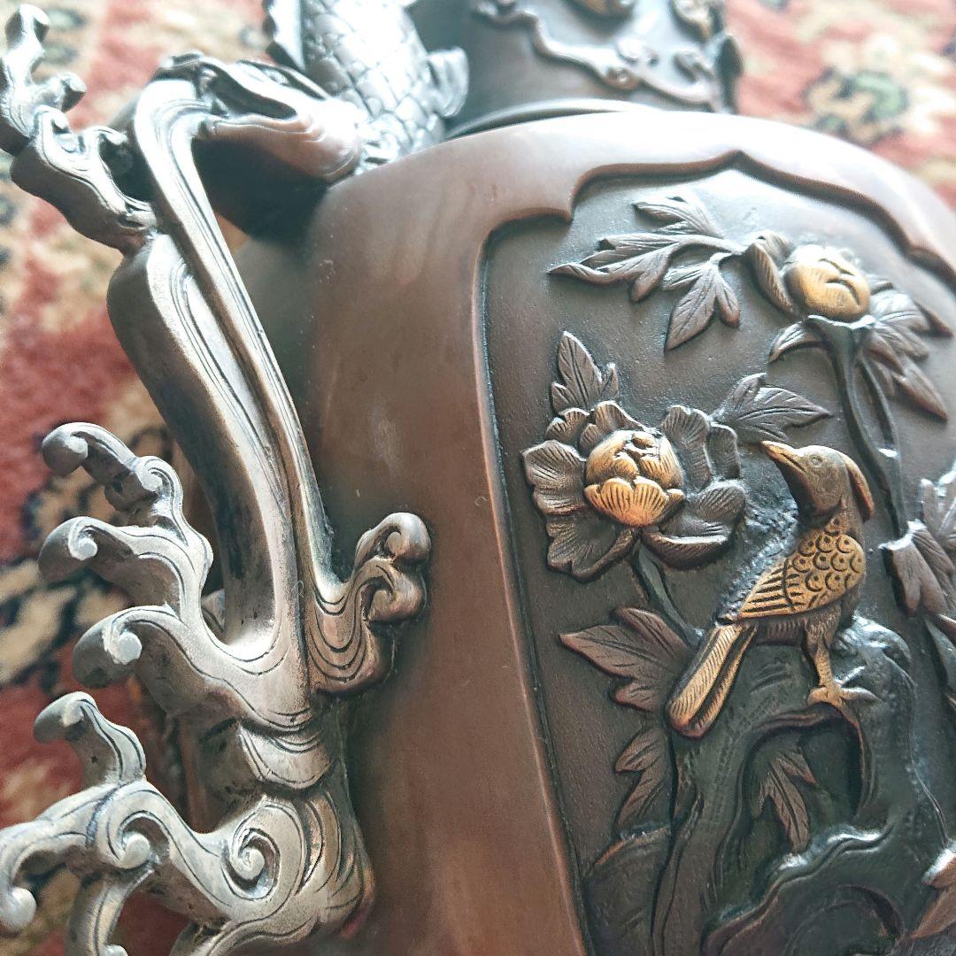 花器 蝋型 青銅製 47cm