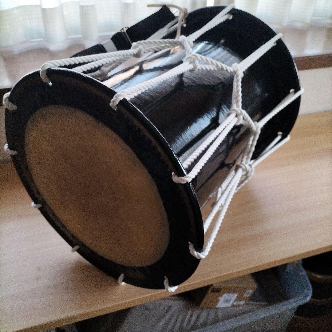 「なお様ご依頼商品」担ぎ太鼓　締太鼓　和太鼓 　天然皮革　ストラップ付中古品⑧