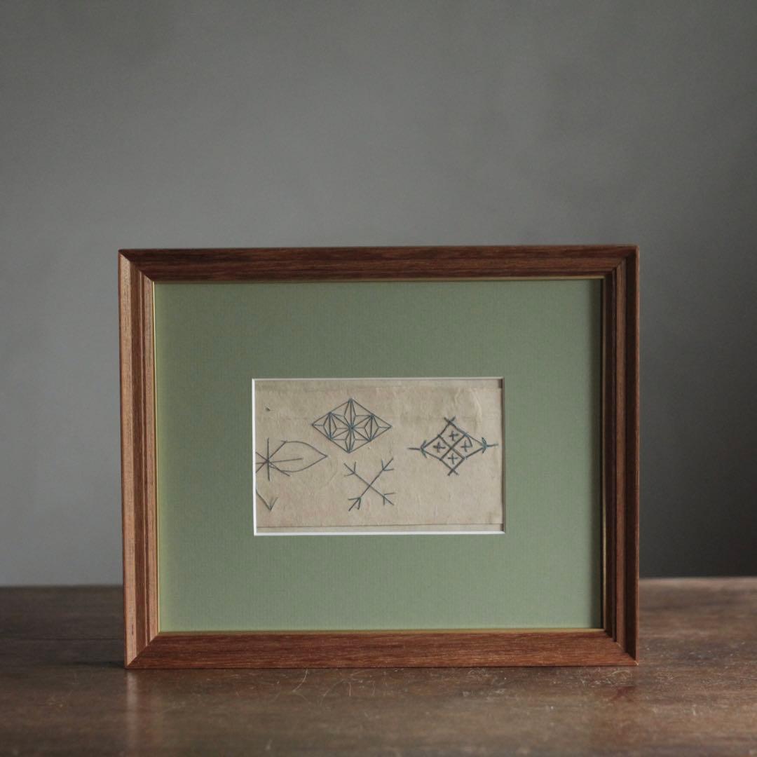 古い 背守り 刺繍 額装 古道具 アンティーク