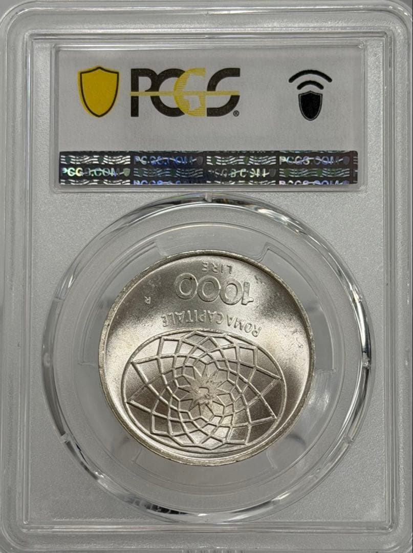 1970年イタリア首都ローマ100周年1000リラ記念銀貨 PCGS高鑑定