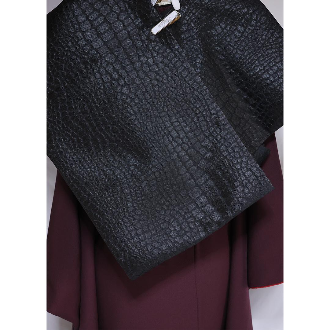 【美品】無地振袖3点セット ◆トールサイズ170.5cmエンジRa58