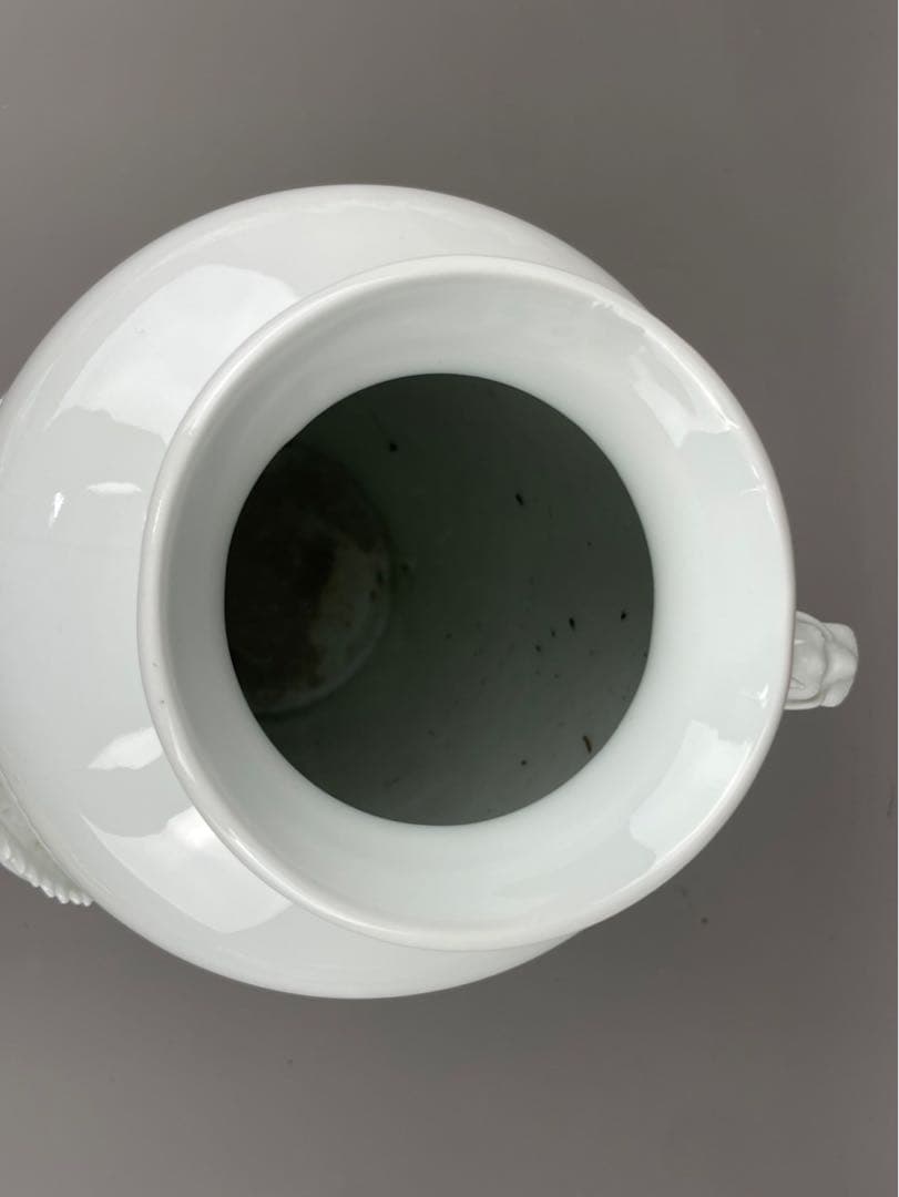 極上細密龍彫り細工 花瓶 真作保証 平戸藩 三川内焼白磁 如意宝珠 白竜 縁起物