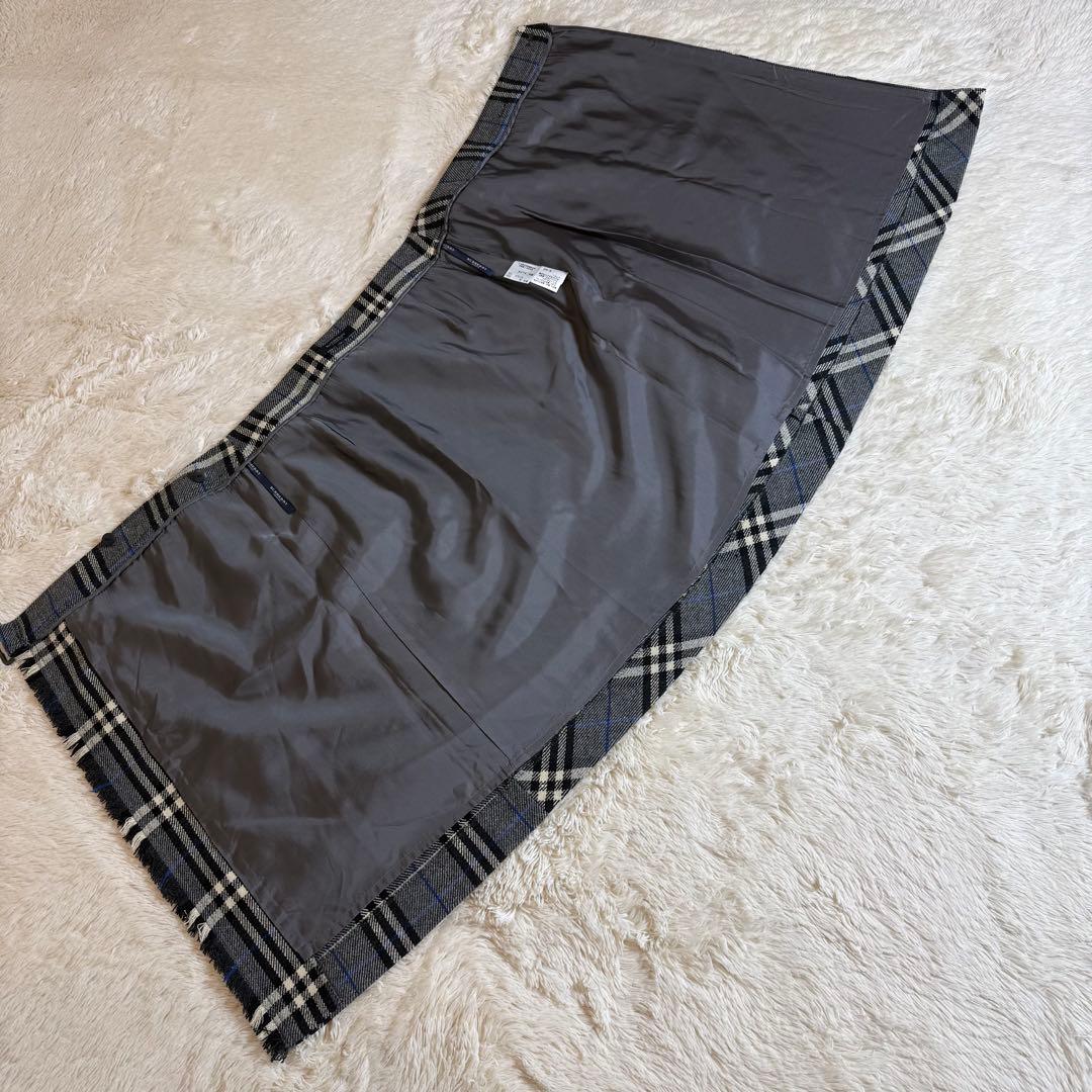 バーバリーロンドン ノバチェック 巻きスカート ラップスカート 36 カシミヤ混
