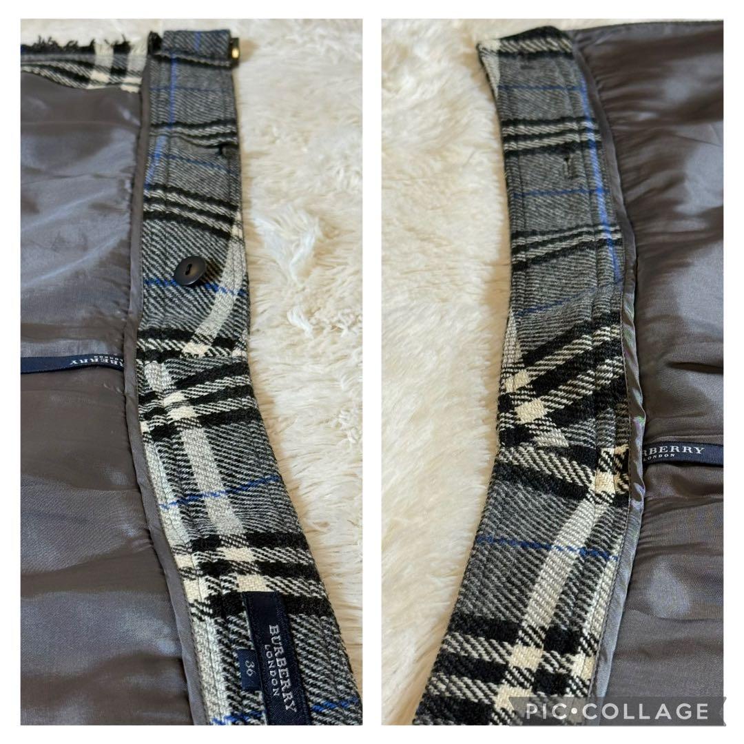 バーバリーロンドン ノバチェック 巻きスカート ラップスカート 36 カシミヤ混
