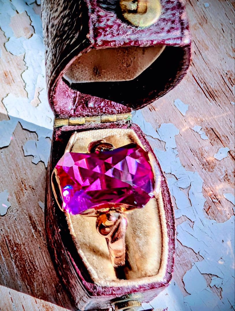 け*い様 レアカット✨️K18 昭和ヴィンテージ 合成サファイアリング 10号