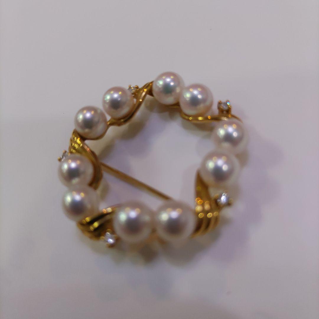 真珠とダイヤの18Kブローチ:TASAKI