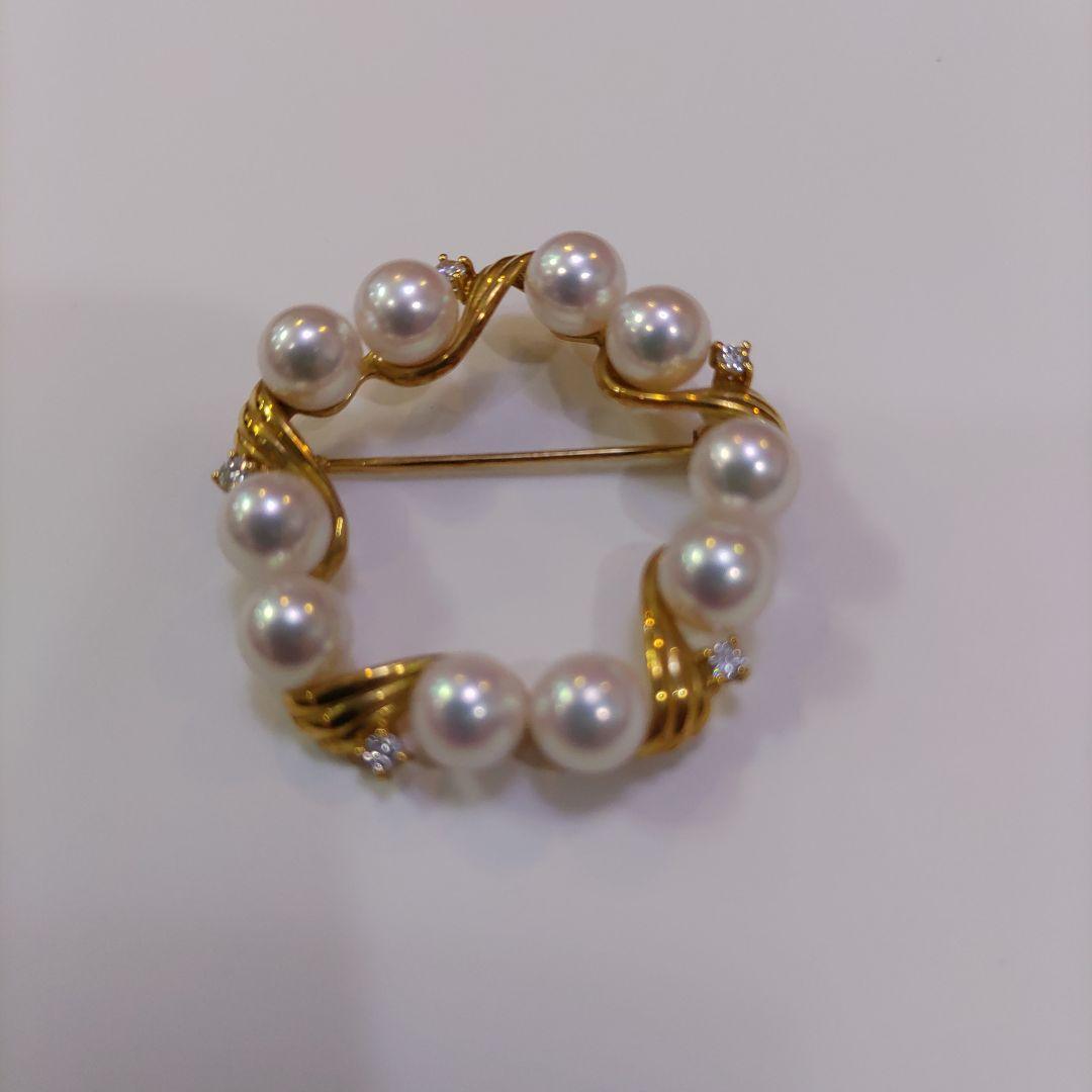 真珠とダイヤの18Kブローチ:TASAKI