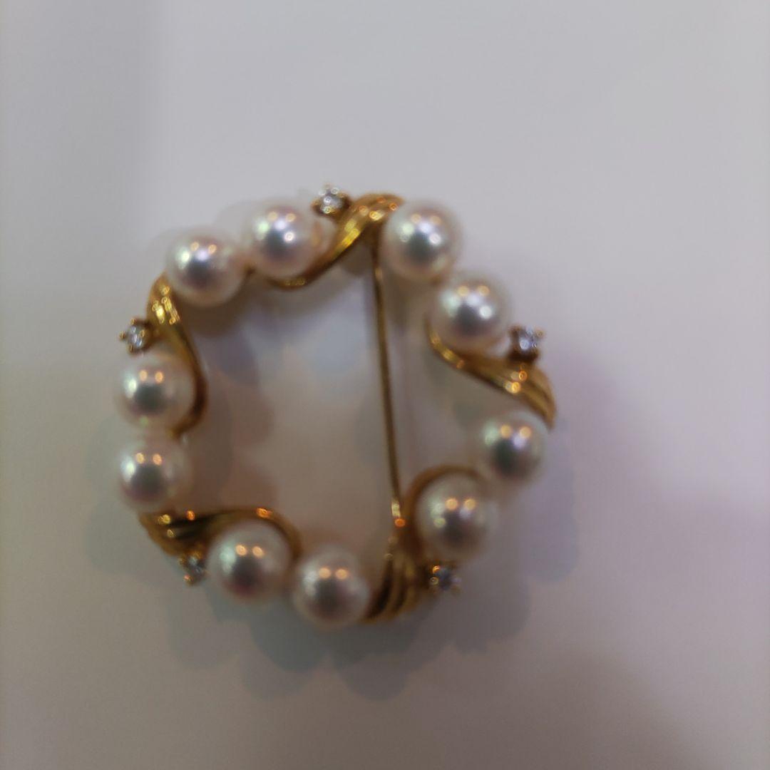 真珠とダイヤの18Kブローチ:TASAKI