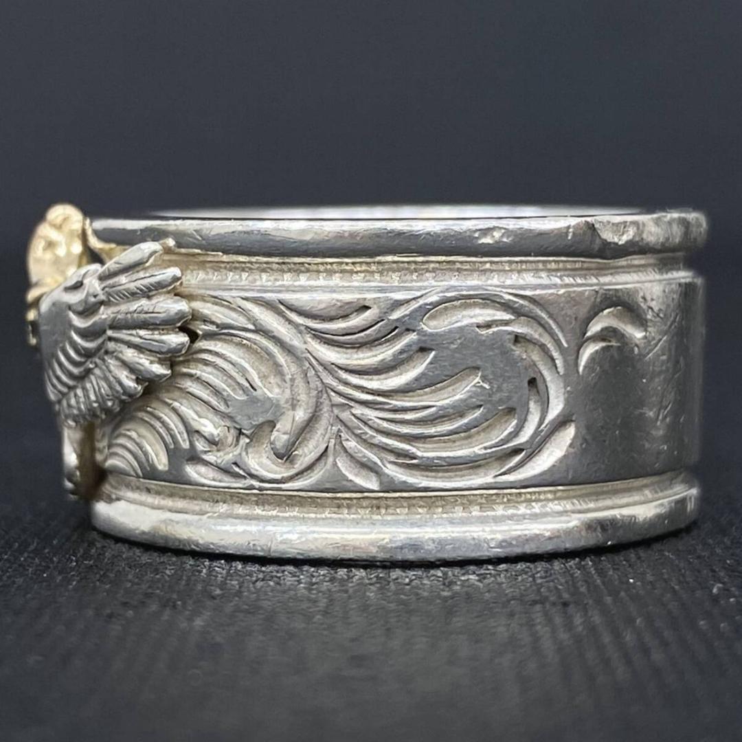 ARIZONA FREEDOM K18頭金イーグル シルバー 唐草リング 24号