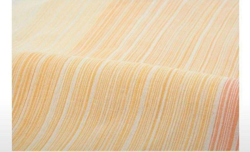 お任せ黄緑半幅帯つき◆古典綿麻高級しじら織り橙夏着物&浴衣◆新品未使用