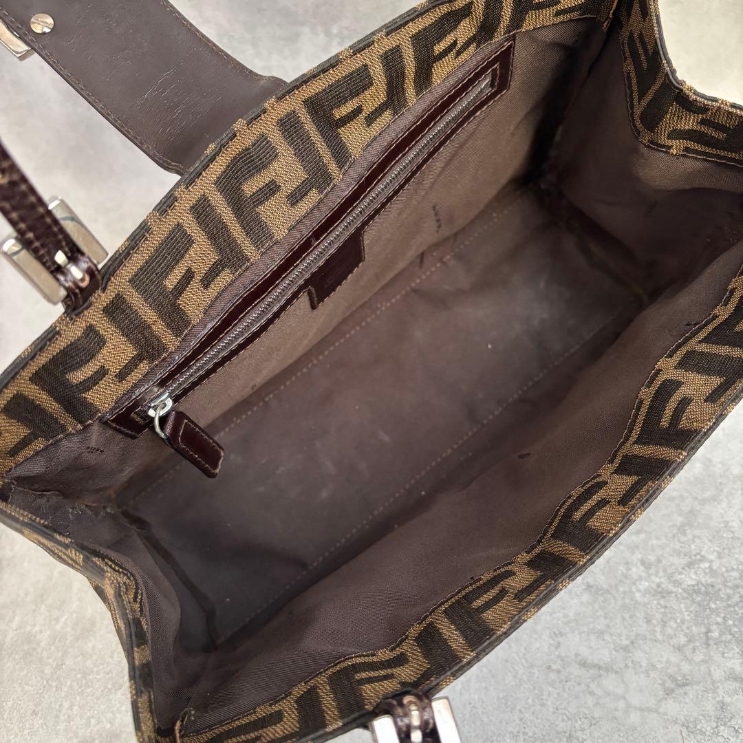 FENDI ズッカ FFロゴ キャンバス レザー ハンドバッグ トート