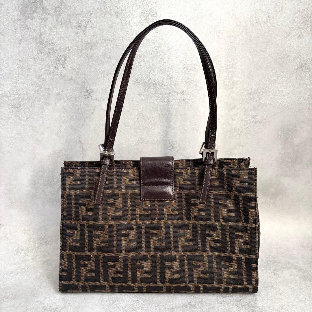 FENDI ズッカ FFロゴ キャンバス レザー ハンドバッグ トート