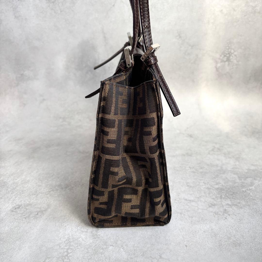 FENDI ズッカ FFロゴ キャンバス レザー ハンドバッグ トート