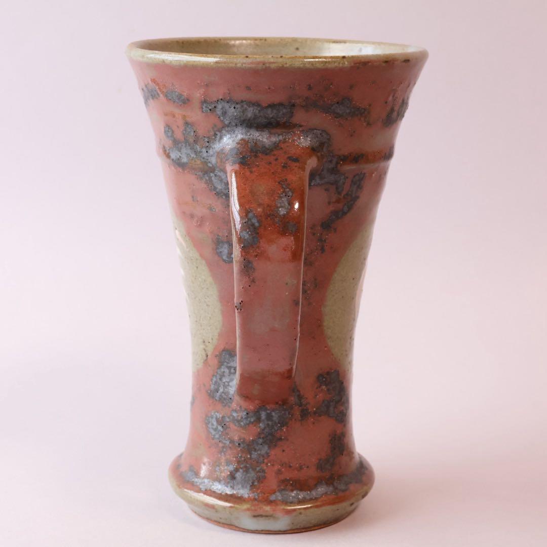 人間国宝 島岡達三 辰砂釉 象嵌ジョッキ 共箱