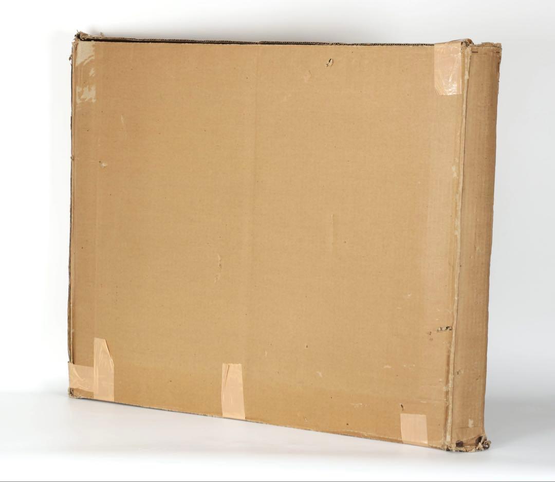 忠明 額装絵画 作品「交河故城」 日本画調 シルクロード砂漠風景 共シール 箱付