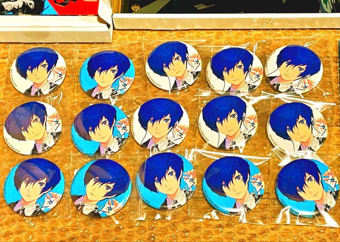 新品　ペルソナ3 主人公　結城理　アイギス　FIFS 缶バッジ　アクリルブロック