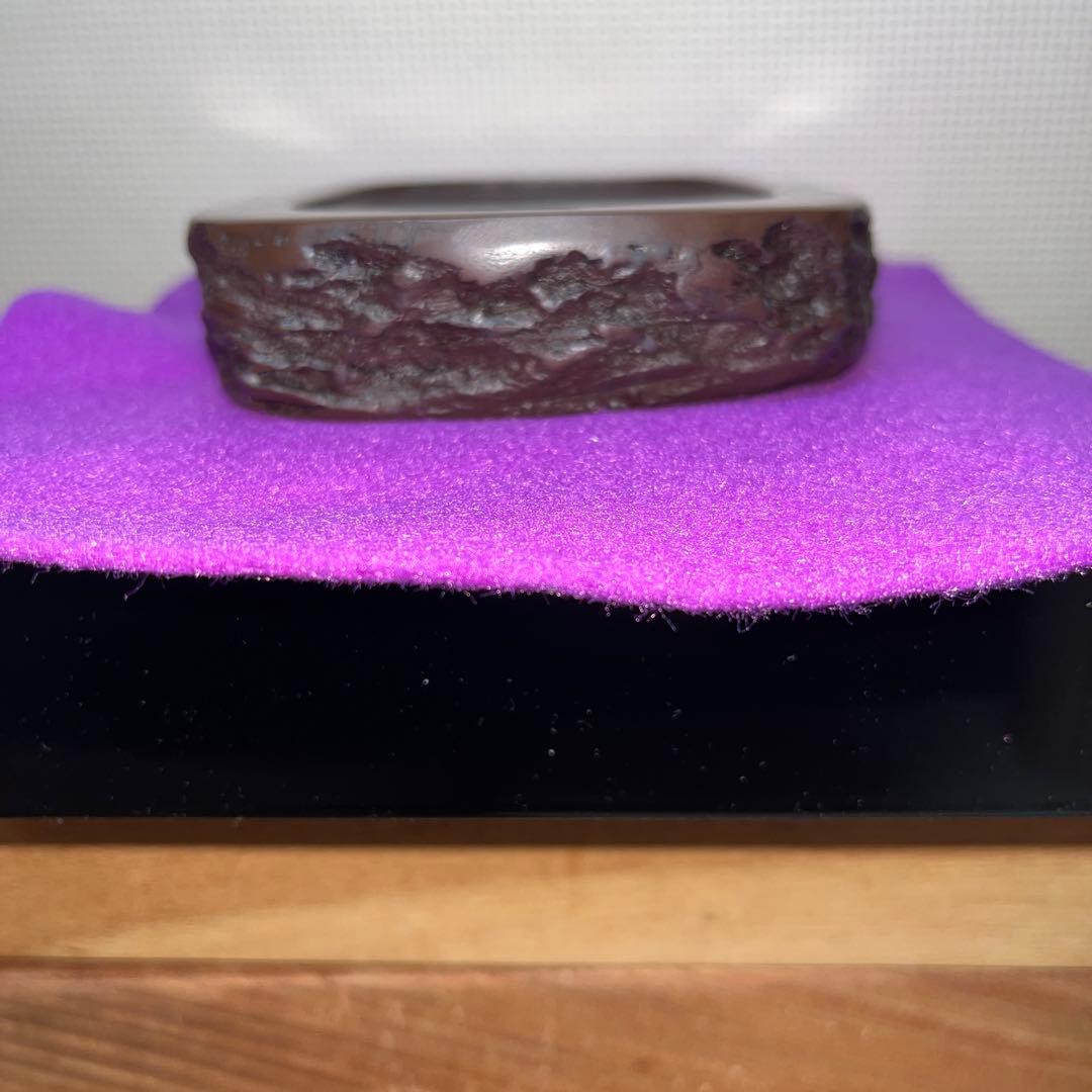 ⭕️赤間硯　日本工芸会正会員　下井百合昭　号　昭竜山　野面硯　石紋綺麗　女性好み