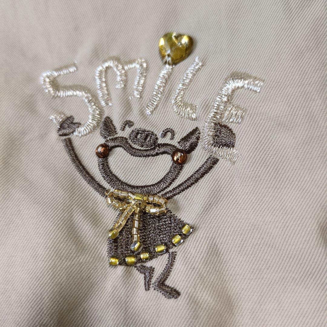 オレボレブラ♥️ぶたさんゴールドラメビジュ涼感ベージュサルエルパンツ