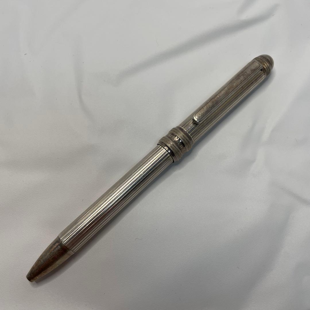 PLATINUM シルバー925金属製ボールペン ストライプ模様