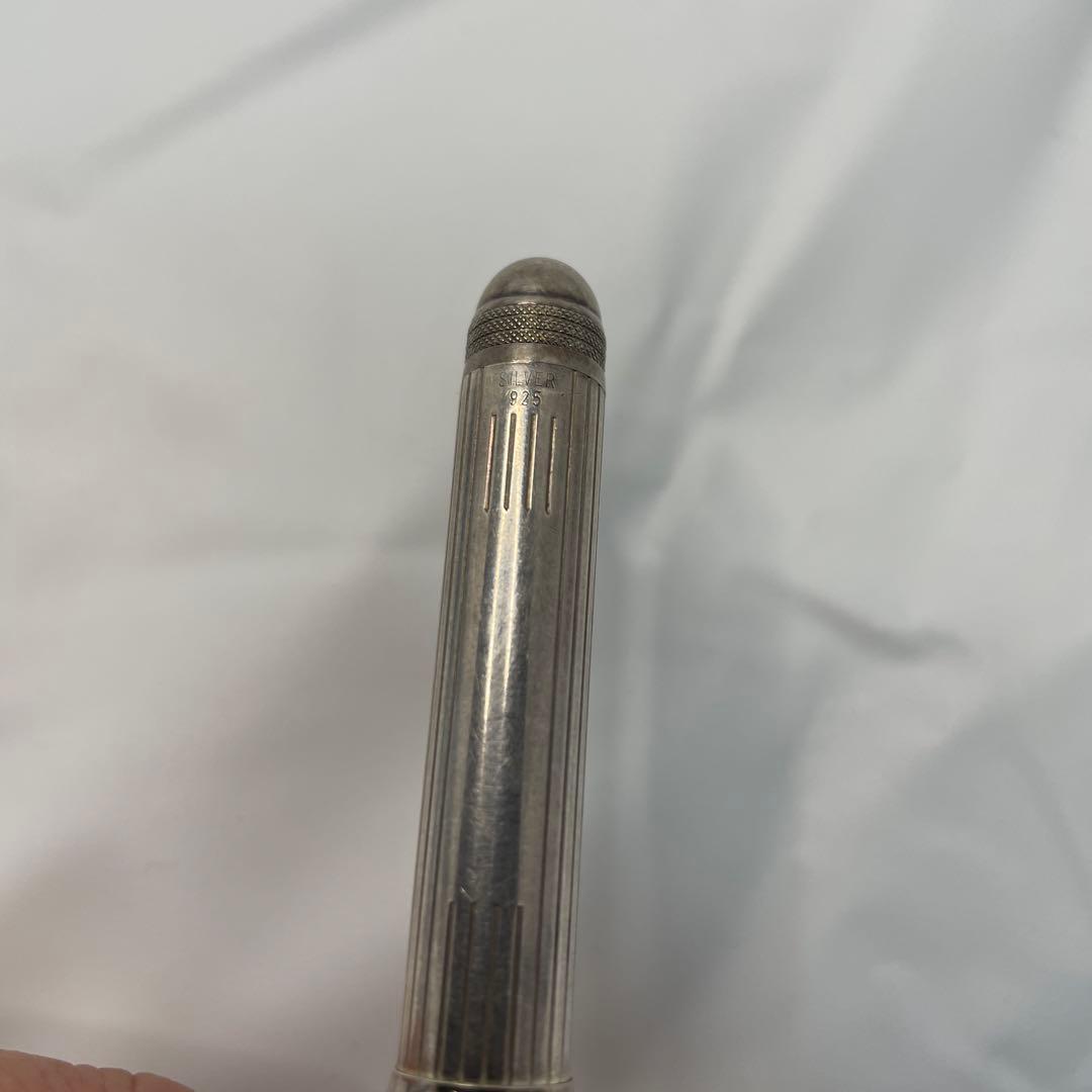 PLATINUM シルバー925金属製ボールペン ストライプ模様