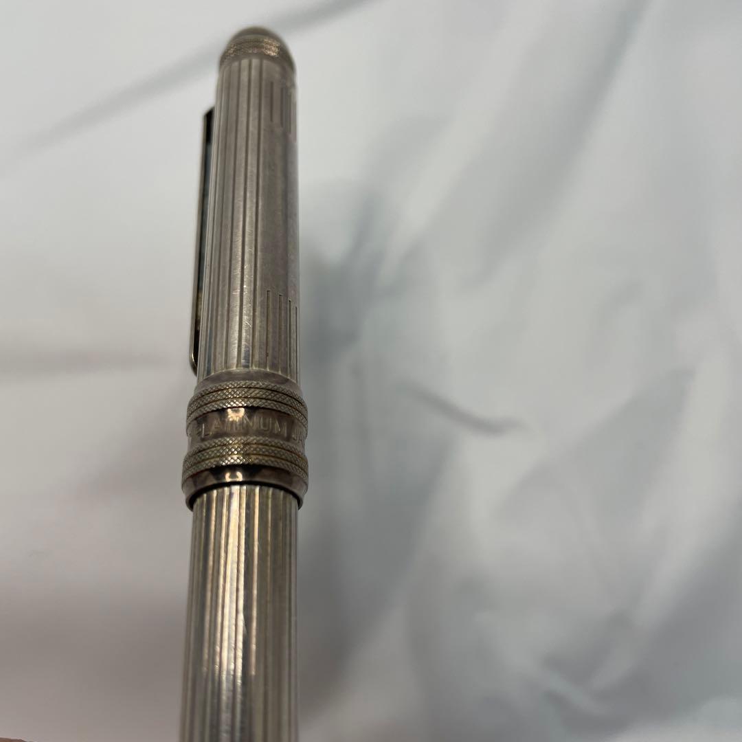 PLATINUM シルバー925金属製ボールペン ストライプ模様