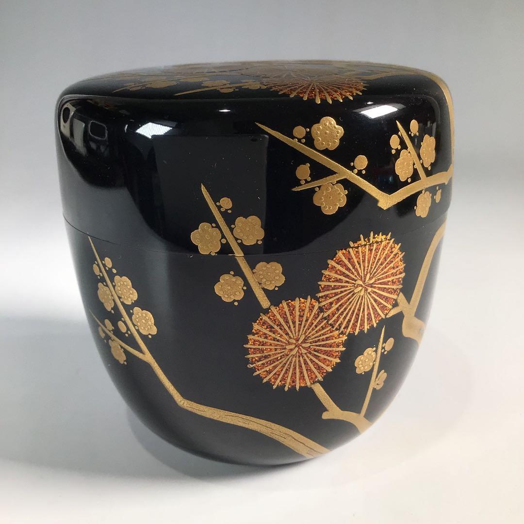 Ｎ１８７　大棗　『岡本漆専堂』『久田宗也　尋牛斎　箱書』『松竹梅蒔絵』　共箱