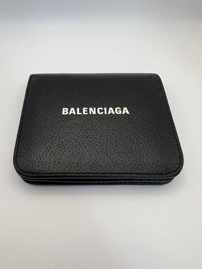 【美品】BALENCIAGA ブラック レザー 二つ折り財布