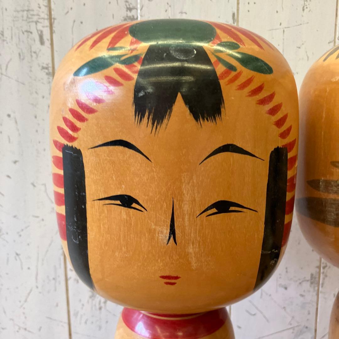 昭和レトロ 木製 大型こけし 小芥子 伝統工芸 工芸品 民芸品 置物セット ペア