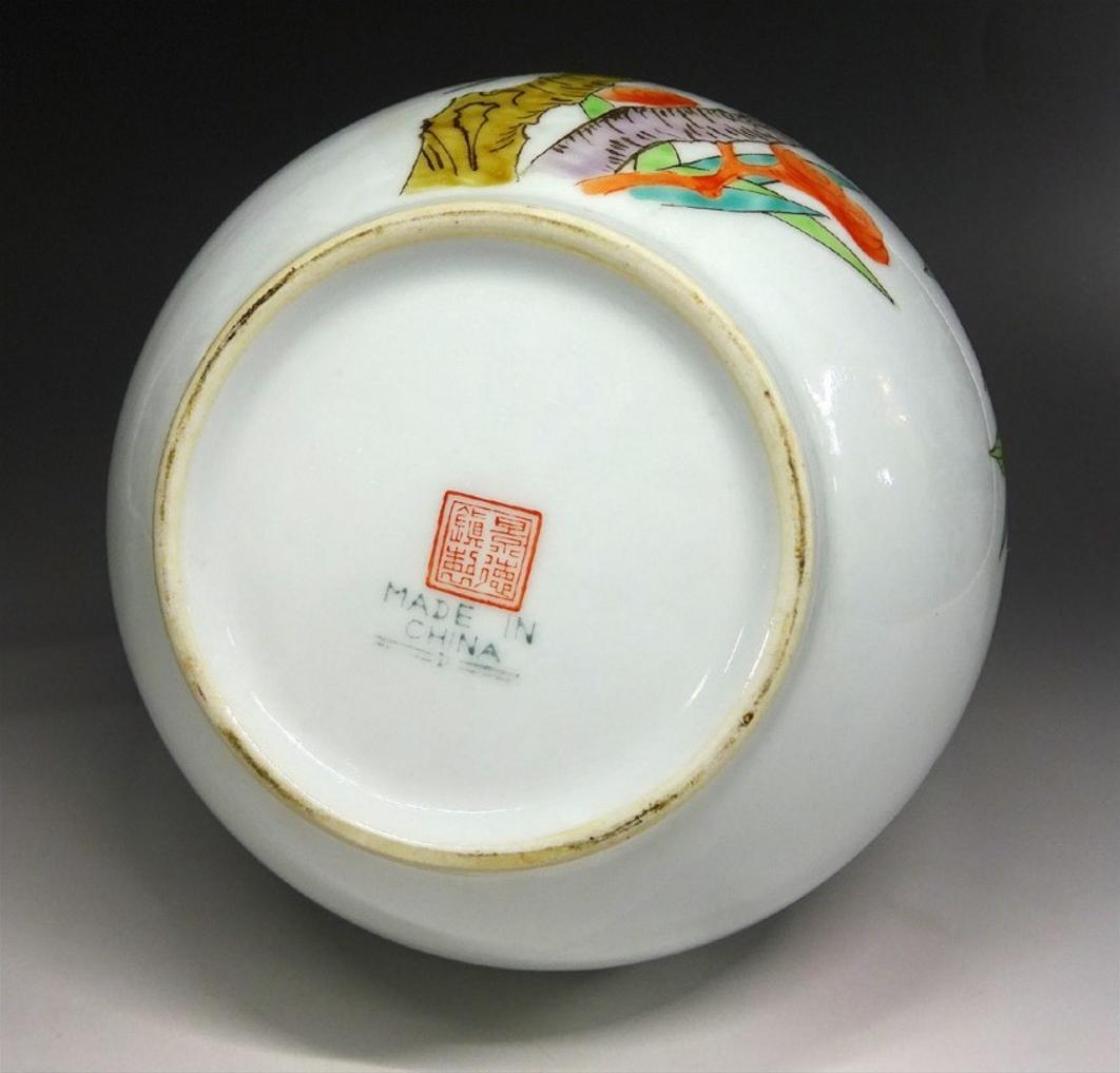 中国古玩 粉彩 桃漢詩文 景徳鎮製 花瓶 高約28.5cm f031107