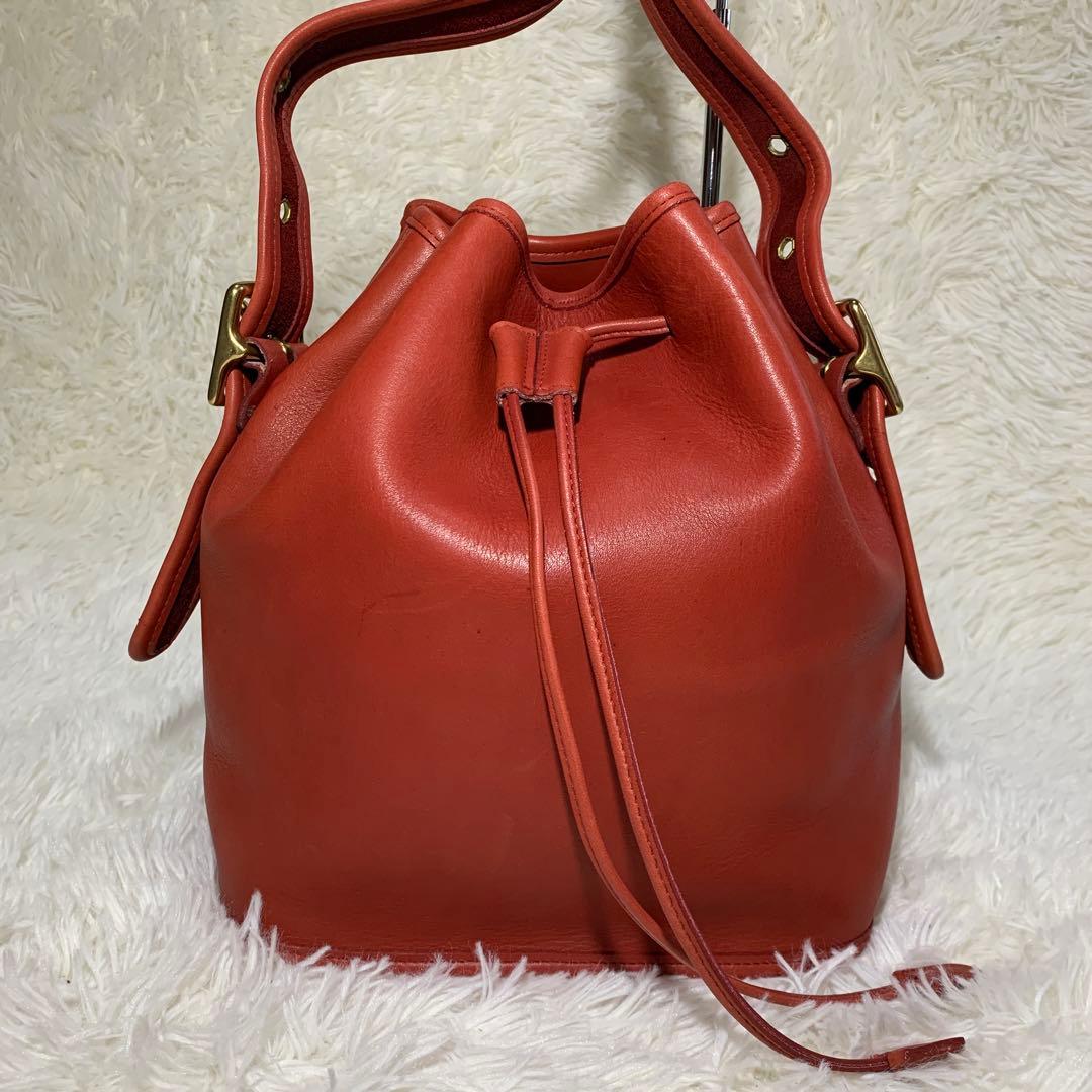 オールドコーチ ショルダーバッグ 9952 巾着型 レッド レザー 本革