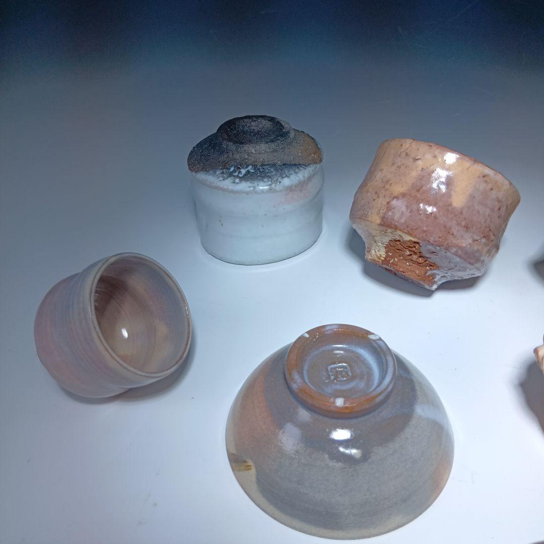 値下げ萩焼　大和保男　古希記念　酒器　ぐい呑　7個　セット　共箱　未使用品