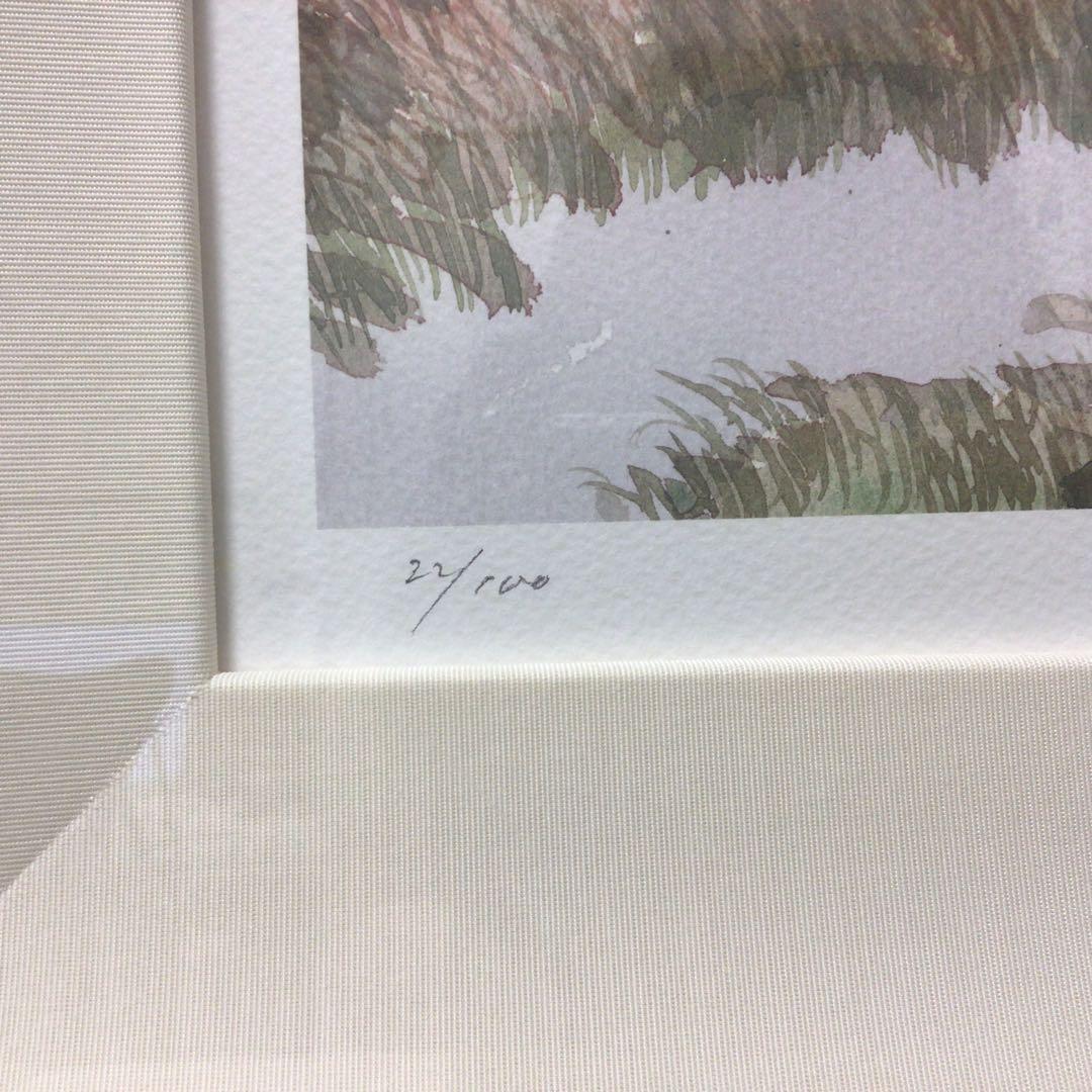 風景 水彩画 サイン入り　安野光雅　リトグラフ