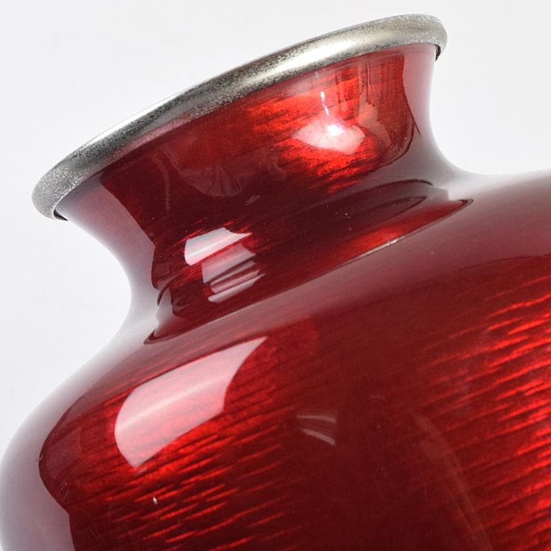 七宝焼　赤透釉　四君子文　花瓶　M　R9121