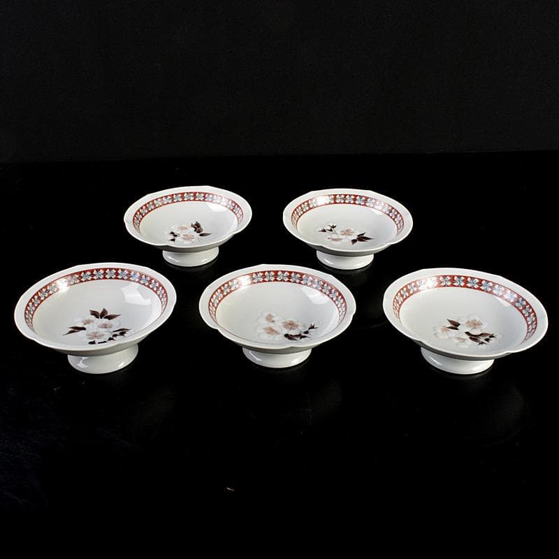 九谷焼　後上俊香(俊子)作　色絵　銘々皿　5客　共箱　M　R6010