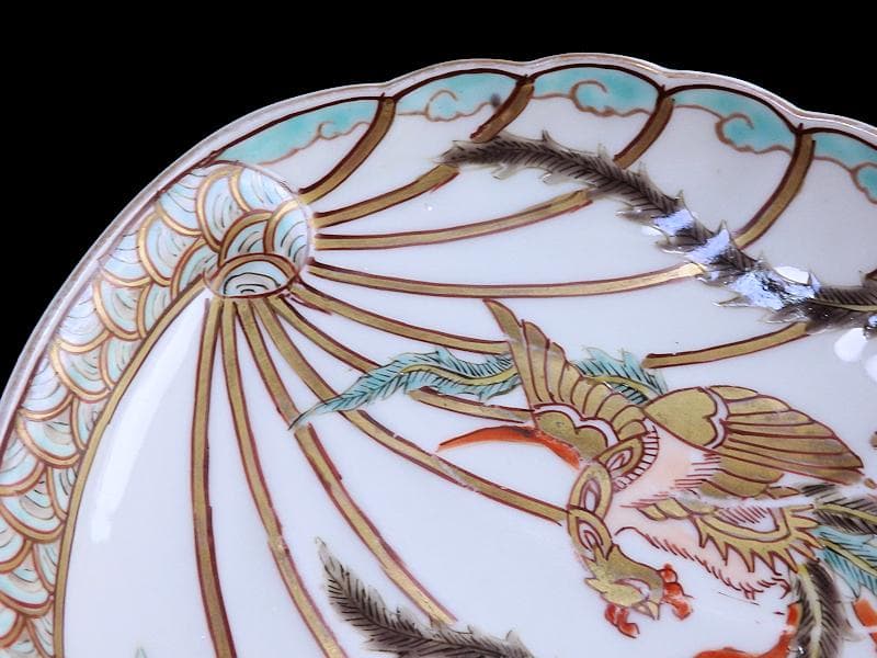 古伊万里　金襴手　鳳凰の図　鮑型変形皿　５客　E941AS-CRr