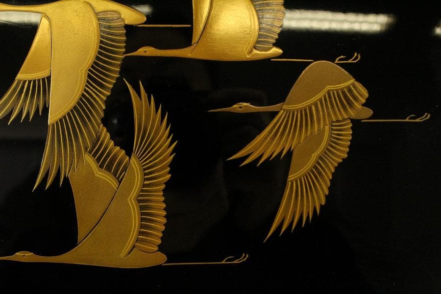 suetosh.k 平安象彦作 飛鶴蒔絵 硯箱 未使用 共箱(LC820)