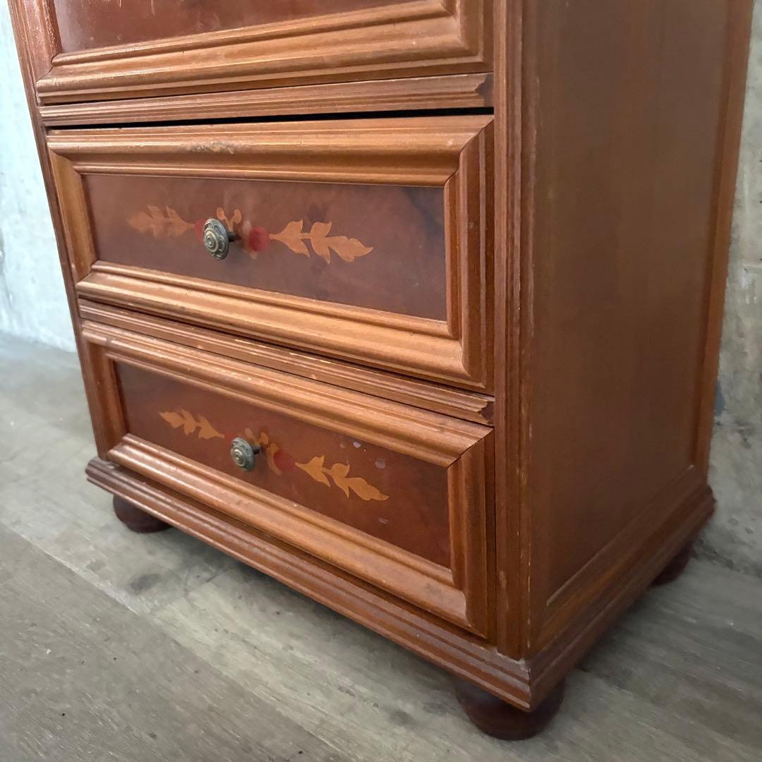 イタリア　象嵌7段チェスト　ミドルチェスト　ヴィンテージ