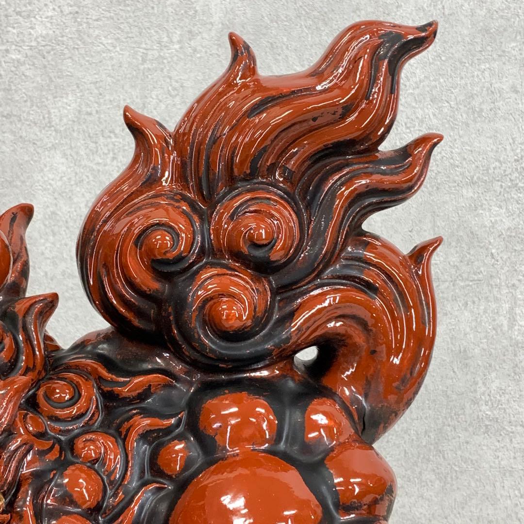 玉乗り 獅子 八幡窯 須栄義 金 赤 松竹梅 九谷焼 縁起物 招福 魔除け