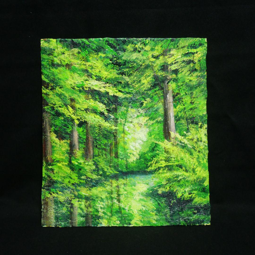 油絵 油彩 油彩画 絵 絵画【新緑の森】