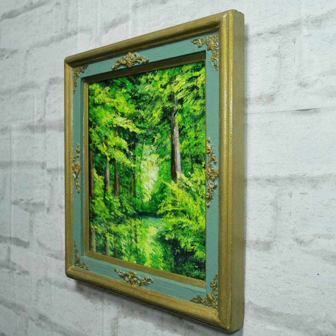 油絵 油彩 油彩画 絵 絵画【新緑の森】