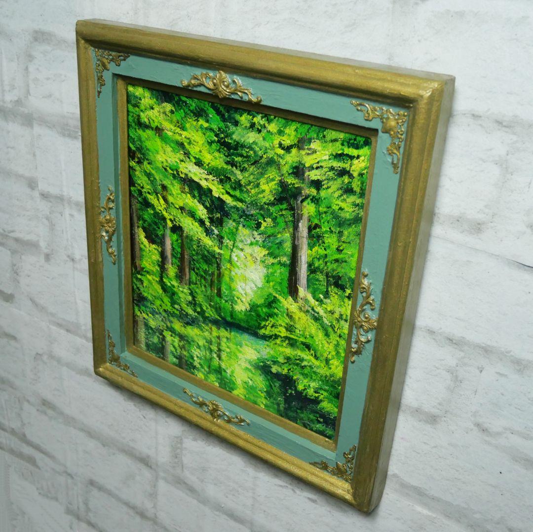 油絵 油彩 油彩画 絵 絵画【新緑の森】