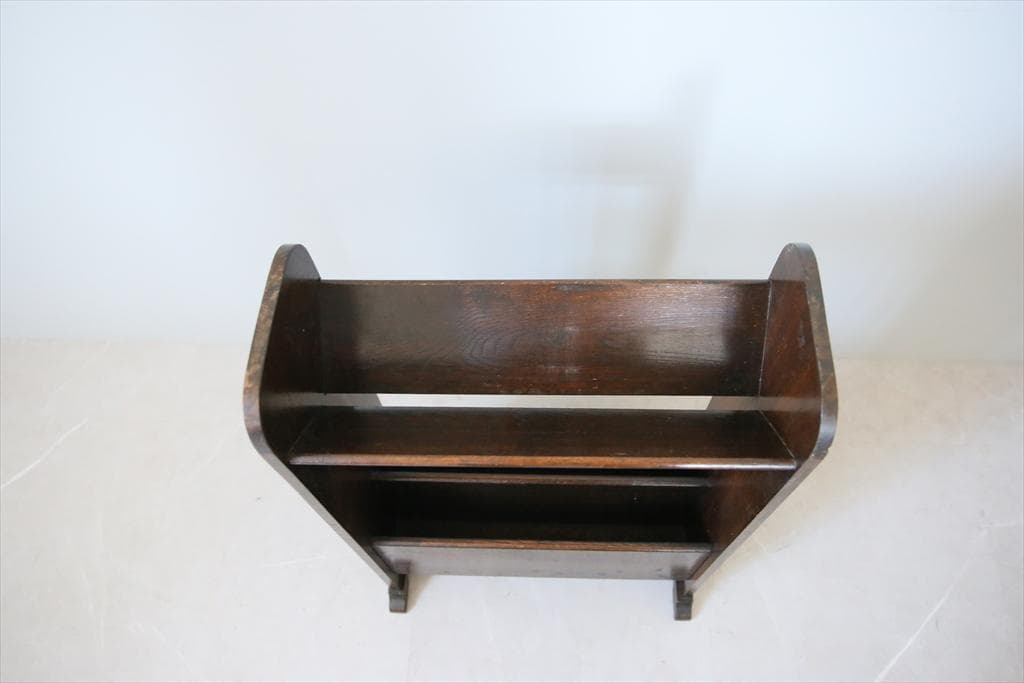 英国アンティーク木製マガジンラック/本立て/雑誌収納/本棚/新聞(83-23)