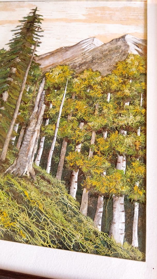 樹皮絵画☆北海道☆F6 全国伝統工芸展入選作品☆アート インテリア 額縁 絵画