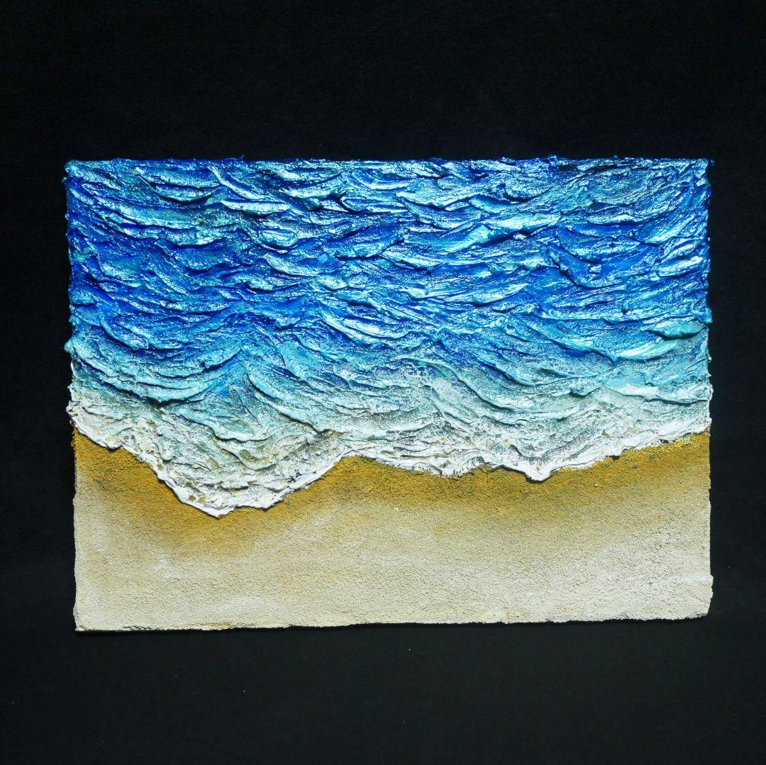 油絵 油彩 油彩画 絵 絵画 【波と砂浜】